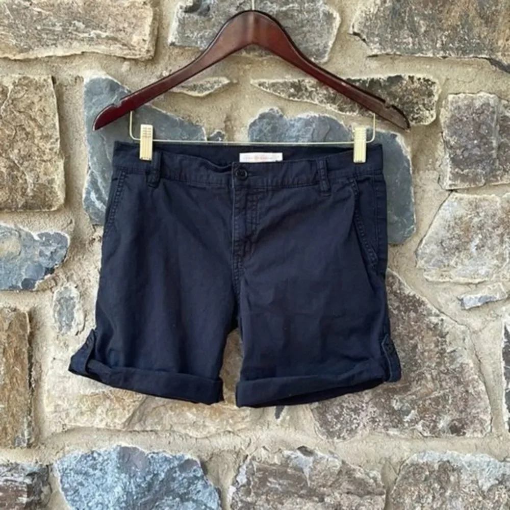 Tory Burch Convertible Roll Tab Chino Shorts in Black Size 26